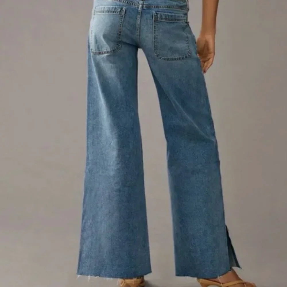 Pilcro Skater Low-Rise Wide-Leg Jeans | Palazzo Denim | Size 27 - Picture 2 of 10